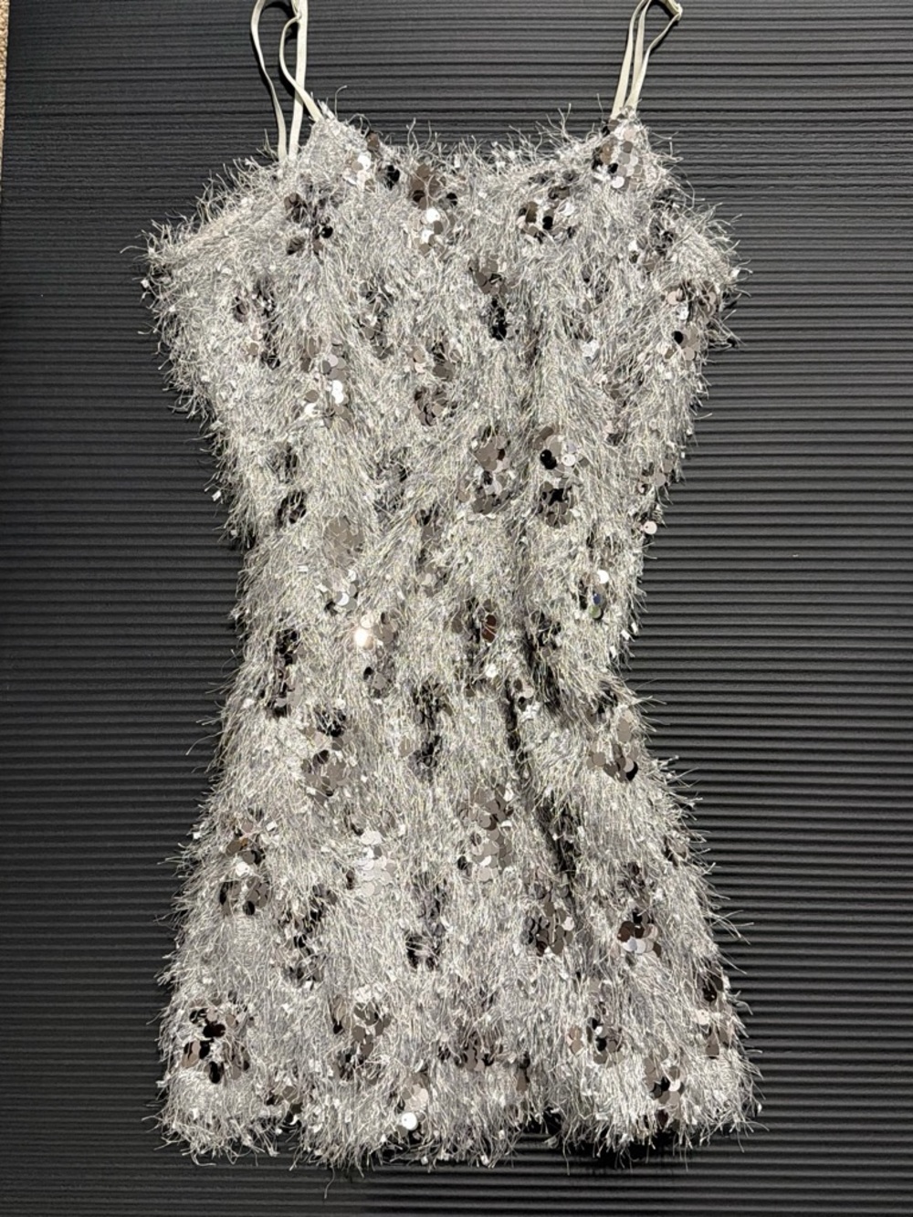 Silver Sequin Fringe Mini Dress - Women